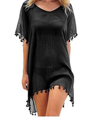 Load image into Gallery viewer, Tassels Beach Wear Swimsuit Cover Up - vendach