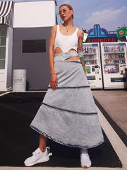 Load image into Gallery viewer, Loose Denim Skirt W/ Zipper