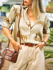 Load image into Gallery viewer, Long Sleeve Animal Print Shirt