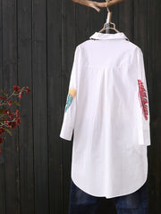 Load image into Gallery viewer, Feather Embroidered Long Blouse