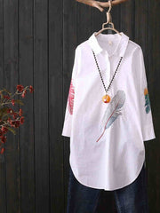 Load image into Gallery viewer, Feather Embroidered Long Blouse