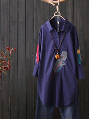 Load image into Gallery viewer, Feather Embroidered Long Blouse