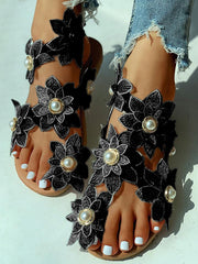 Load image into Gallery viewer, Floral Flat Sandal