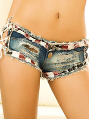 Load image into Gallery viewer, Side Lace-Up Denim Shorts