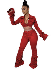 Load image into Gallery viewer, Long Sleeve Crop Top & Pants