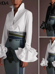 Load image into Gallery viewer, Flare Ruffled Sleeve Blouse
