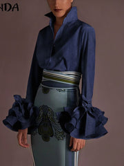 Load image into Gallery viewer, Flare Ruffled Sleeve Blouse