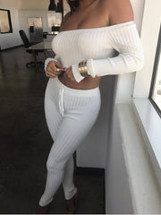 Load image into Gallery viewer, Long Sleeved Crop Top & Pant Set