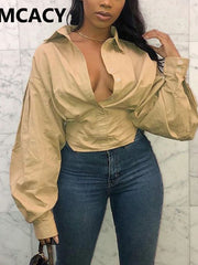 Load image into Gallery viewer, Long Lantern Sleeve Blouse