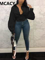 Load image into Gallery viewer, Long Lantern Sleeve Blouse