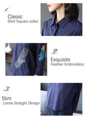 Load image into Gallery viewer, Feather Embroidered Long Blouse