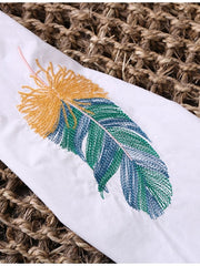 Load image into Gallery viewer, Feather Embroidered Long Blouse