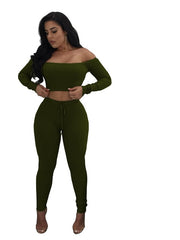Load image into Gallery viewer, Long Sleeved Crop Top & Pant Set