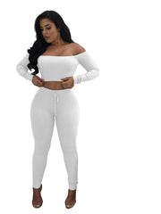 Load image into Gallery viewer, Long Sleeved Crop Top & Pant Set