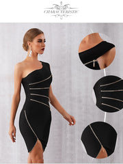 Load image into Gallery viewer, One-Off Shoulder Zipper Dress