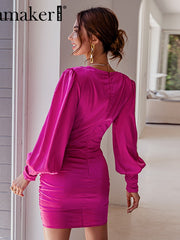 Load image into Gallery viewer, Ruched Satin Bodycon Dress