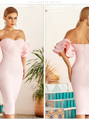 Load image into Gallery viewer, Off Shoulder Raffle Dress