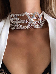 Load image into Gallery viewer, Rhinestone Choker Necklace