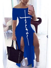 Load image into Gallery viewer, Off Shoulder Split Dress