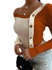 Load image into Gallery viewer, One-Off Shoulder Long Sleeve Top