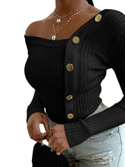 Load image into Gallery viewer, One-Off Shoulder Long Sleeve Top