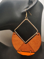 Load image into Gallery viewer, Large Drop Wooden Earrings