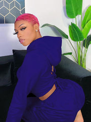 Load image into Gallery viewer, Lace-Up/ Solid Back Hoodie