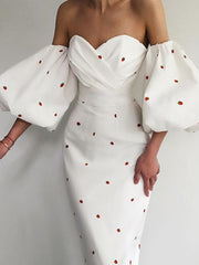 Load image into Gallery viewer, Off Shoulder Lantern Sleeve Dress