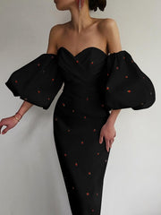 Load image into Gallery viewer, Off Shoulder Lantern Sleeve Dress