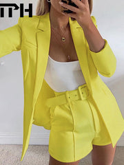 Load image into Gallery viewer, Women's Short Suit Set w/ Belt