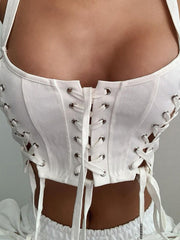 Load image into Gallery viewer, Lace-Up Crop Top