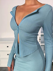 Load image into Gallery viewer, Long Sleeved Front Zipper Top
