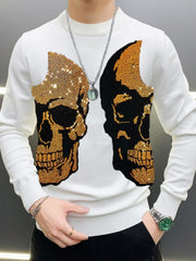 Load image into Gallery viewer, Rhinestone Skull Long-Sleeve T-Shirt