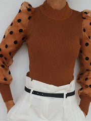 Load image into Gallery viewer, Polka Dot Puff Sleeve Blouse