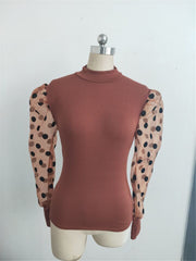 Load image into Gallery viewer, Knitted Polka Dot Puff Long Sleeve Blouse