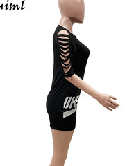 Load image into Gallery viewer, Ripped Casual Mini-Dress