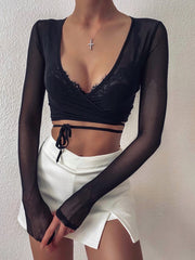 Load image into Gallery viewer, Long Sleeves Sheer Top