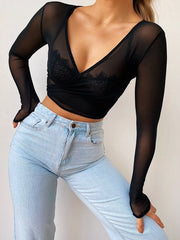 Load image into Gallery viewer, Long Sleeves Sheer Top