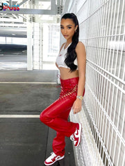 Load image into Gallery viewer, Hollow Out Laced-Up Pants