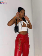Load image into Gallery viewer, Hollow Out Laced-Up Pants