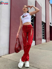 Load image into Gallery viewer, Hollow Out Laced-Up Pants