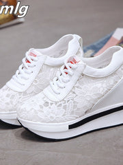 Load image into Gallery viewer, Lace Wedge Sneakers