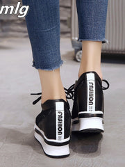 Load image into Gallery viewer, Lace Wedge Sneakers