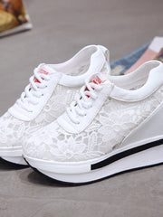 Load image into Gallery viewer, Lace Wedge Sneakers