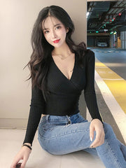 Load image into Gallery viewer, Deep V-Neck Knitted Top