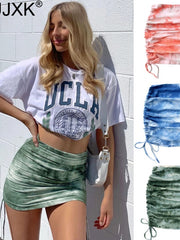 Load image into Gallery viewer, Tie-Dye Ruched Mini Skirt