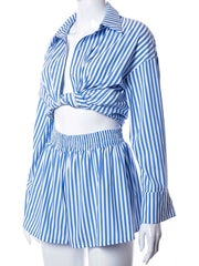 Load image into Gallery viewer, Striped Shirts and Shorts Set