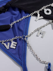 Load image into Gallery viewer, Rhinestone Letters Thong