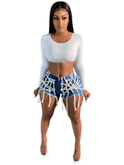 Load image into Gallery viewer, Denim Lacey Shorts