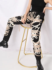 Load image into Gallery viewer, Laced Patchwork Pants